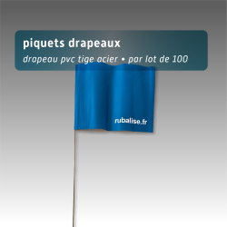 Piquet drapeau de signalisation 60 cm tige acier - lot de 100